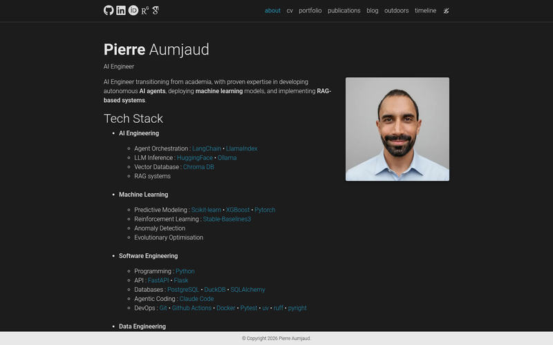 pierreaumjaud.com — Personal and academic site: CV, portfolio, publications, blog. Jekyll, built and customised.
